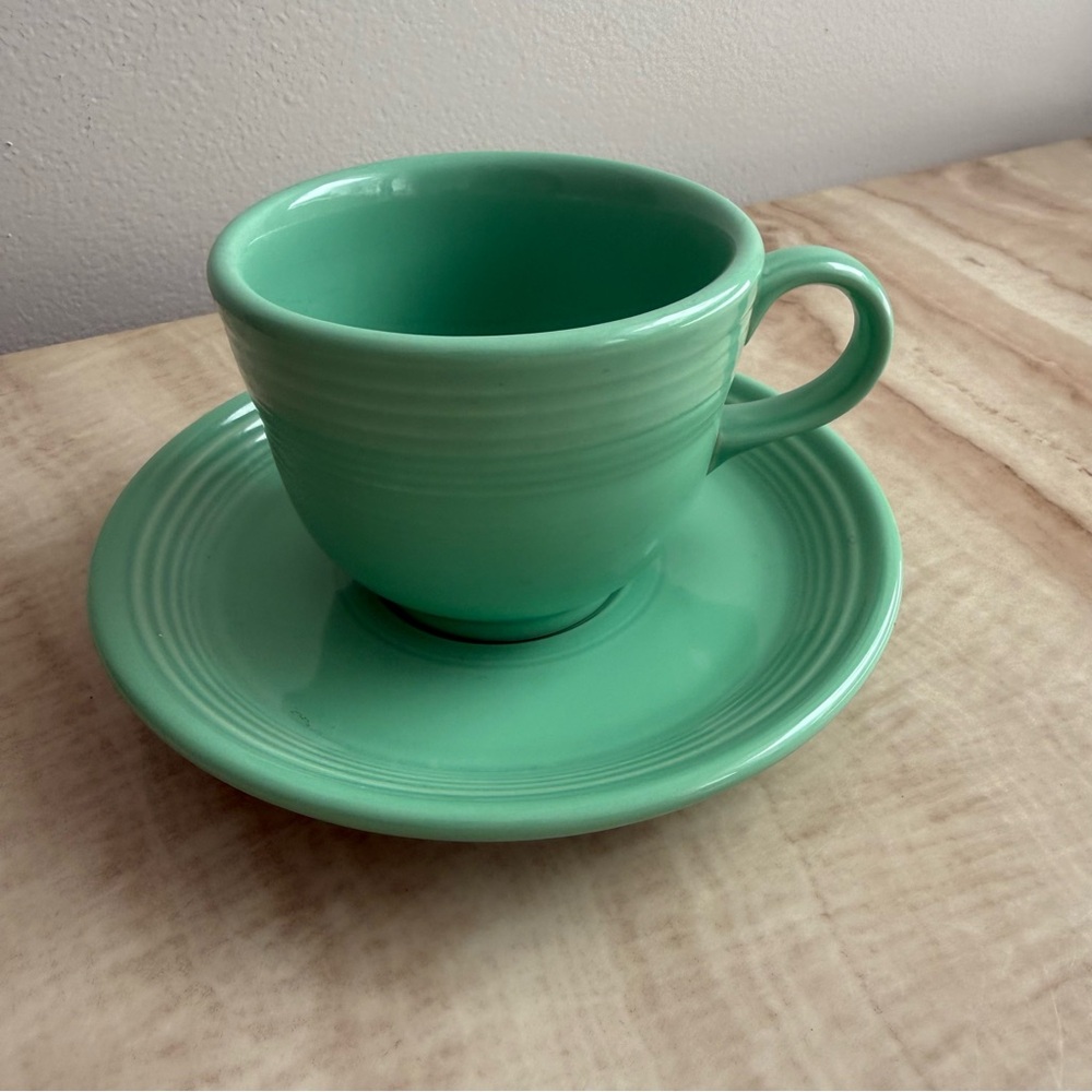Fiesta Ware Sea Foam Green Cup & Saucer Set VTG